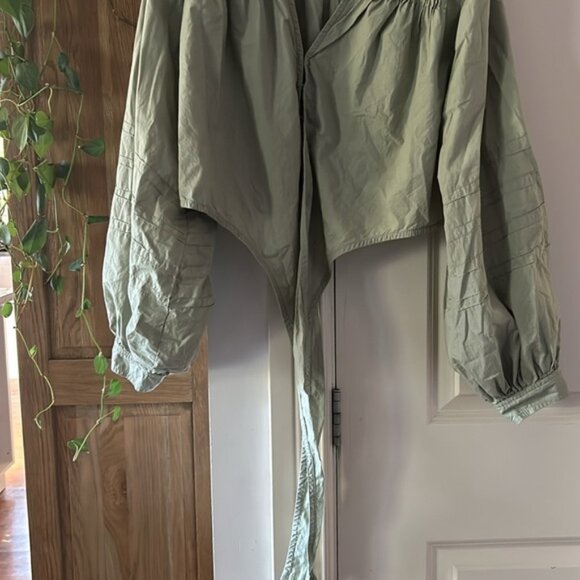 FREE PEOPLE GIGI green crop long sleeve top xs - Picture 4 of 12